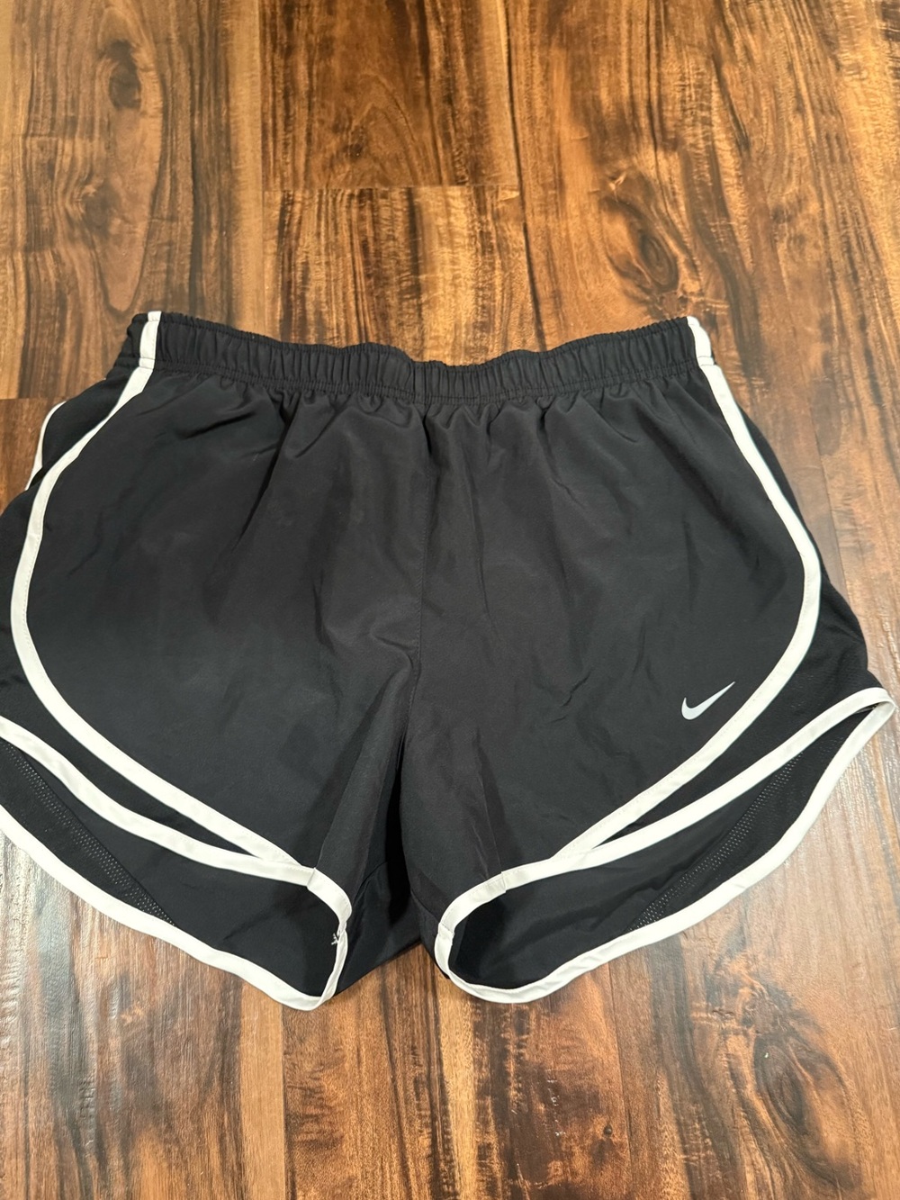Nike Black Running Shorts with White Piping - Size Large